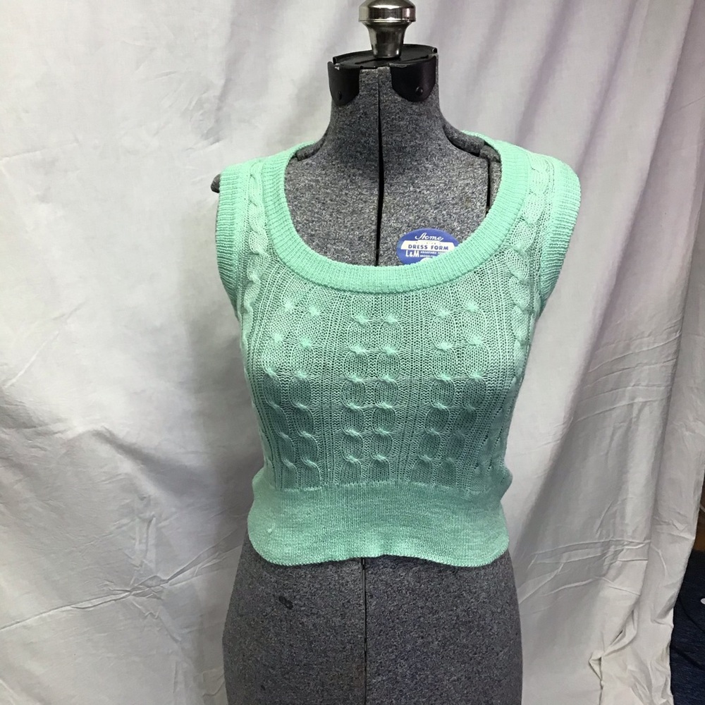 Vintage cabled scoop-neck sweater vest